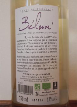 Domaines Bunan: Côtes de Provence Bélouvé Blanc 2022