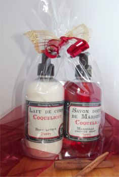 Savonnerie BleuJaune: Set Savon Douche & Lait pour le Corps (Bodylotion) 'Coquelicot'