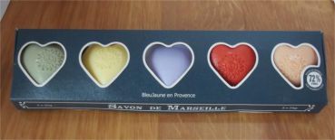 Savonnerie BleuJaune: Geschenkset 5 Herzseifen Savon de Marseille